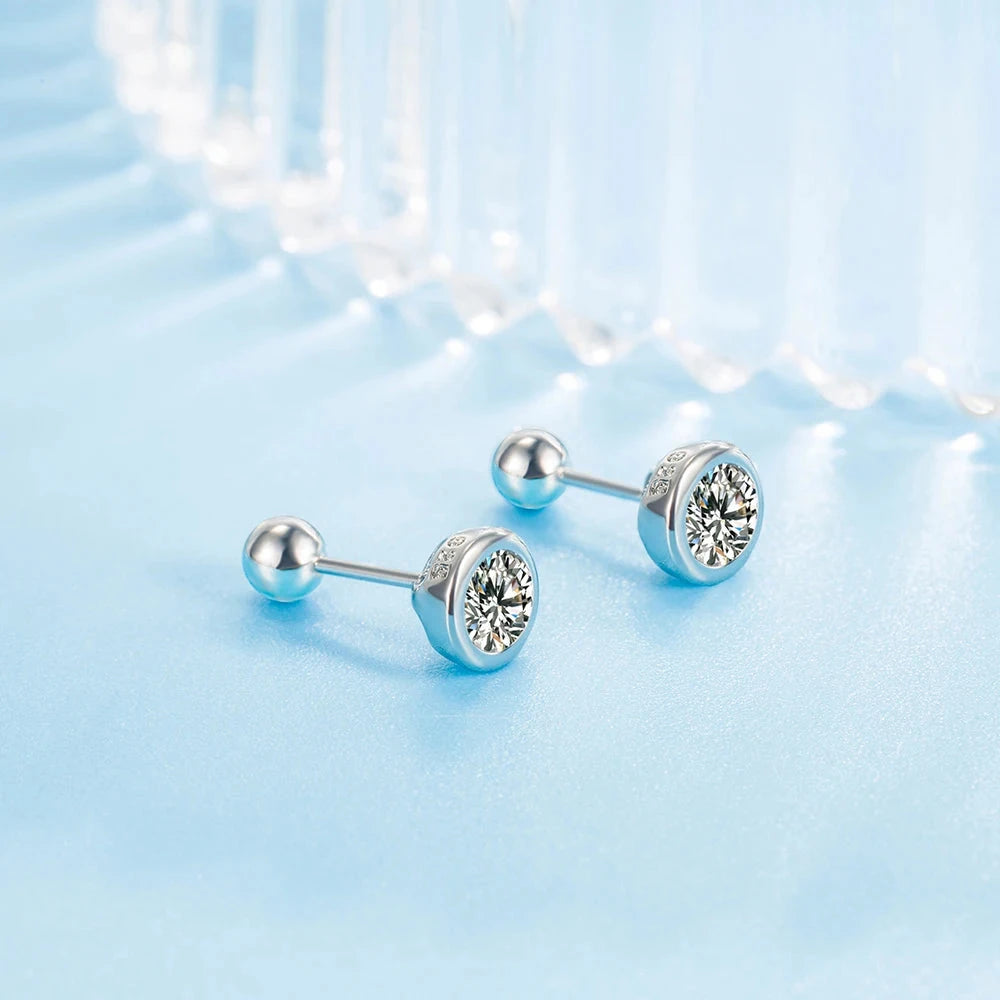 Genuine 925 Sterling Silver Lady's High Quality Fashion Jewelry Crystal Stud Earrings XY0228 - AMULET RING STORE