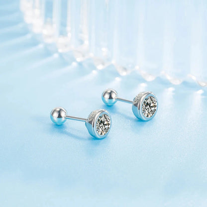 Genuine 925 Sterling Silver Lady's High Quality Fashion Jewelry Crystal Stud Earrings XY0228 - AMULET RING STORE