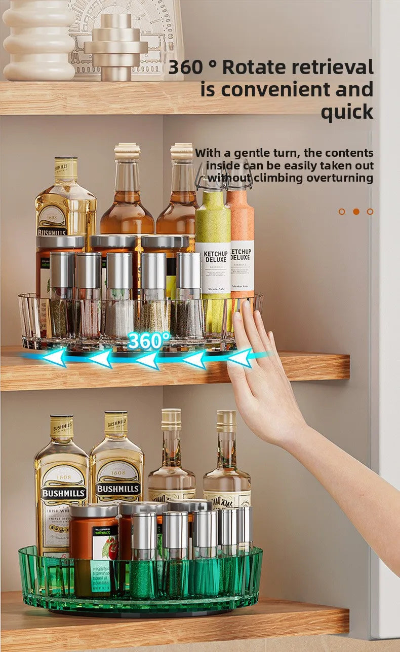 360° Rotating Plastic Storage Rack Bathroom Storage Organizer Kitchen Snack Food Oil Seasoning Bottle Storage Rack Fruit Tray - AMULET RING STORE