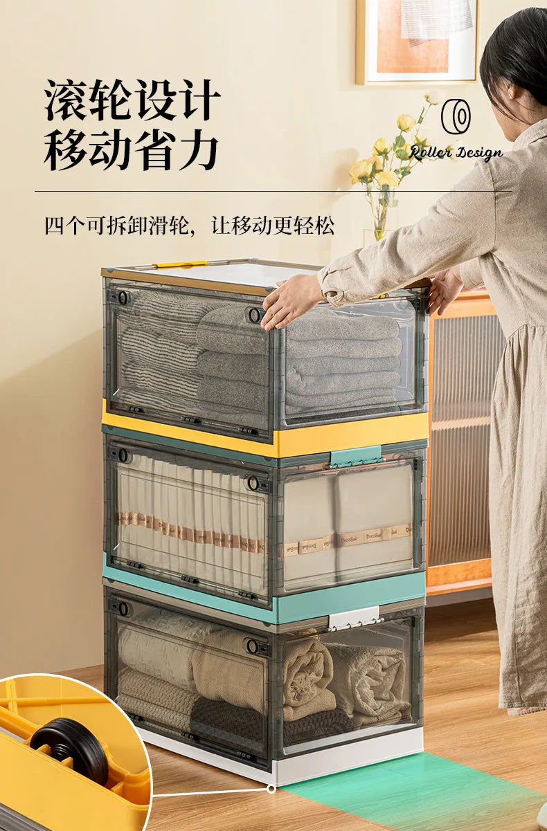 Foldable Storage Trunk Open Storage Box Transparent Storage Bin Home Wardrobe Clothes Organizer Large Capacity Sundries Box - AMULET RING STORE