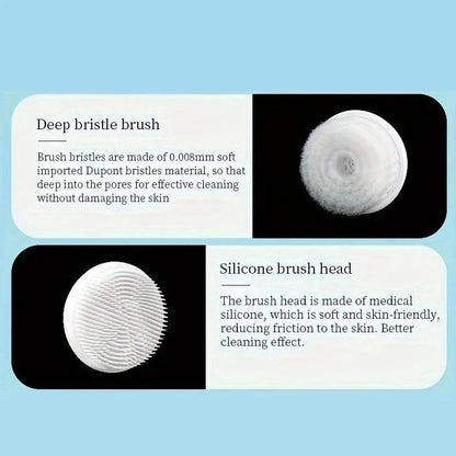 Electric Facial Cleansing Brush 3 in 1 with 3 Brush Heads Water Proof Rechargeable Rose Gold with Purple Massage Head