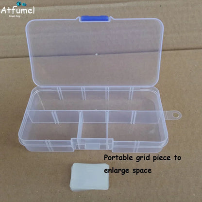 10/15 Compartment Beads Jewelery Storage Box Portable Craft Container Earrings Ring Display Case DIY Trinket Organizer Box - AMULET RING STORE