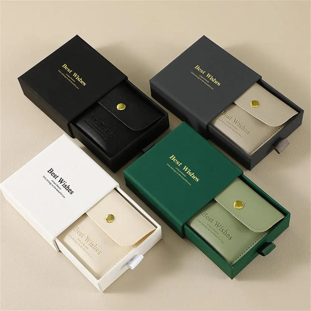 2Pcs Paper Jewelry Box PU Packaging Bag Set Necklace Bracelet Earrings Storage Gift Box High-end Jewelry Organizer Case Joyero - AMULET RING STORE