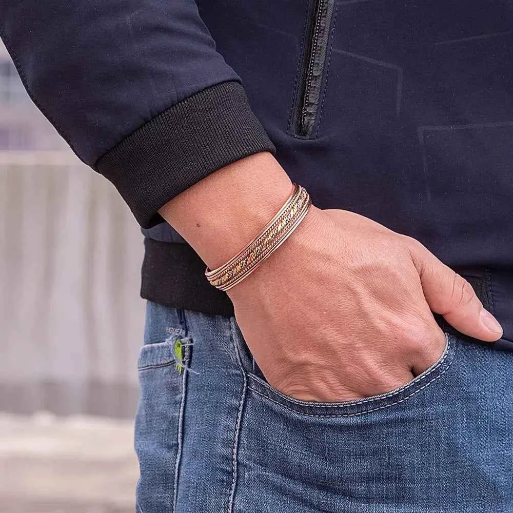 ARADOO Copper Bracelets for Women 99% Pure Copper Handwoven Bracelet Cuff Bangle