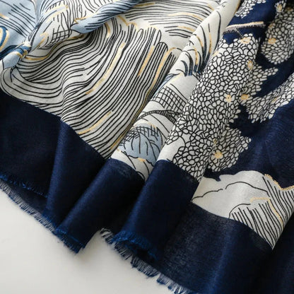 Retro Bohemian Women Viscose Scarf Big Size 88*180cm Cotton Linen Feeling Soft Shawl Tassel Hijab Wrap Summer Soft Beach