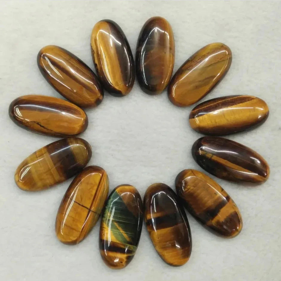 Fashion Mix natural Stone oval cabochons beads diy Jewelry accessories making 15x30mm Wholesale 20pcs/Lot fast shipping - AMULET RING STORE