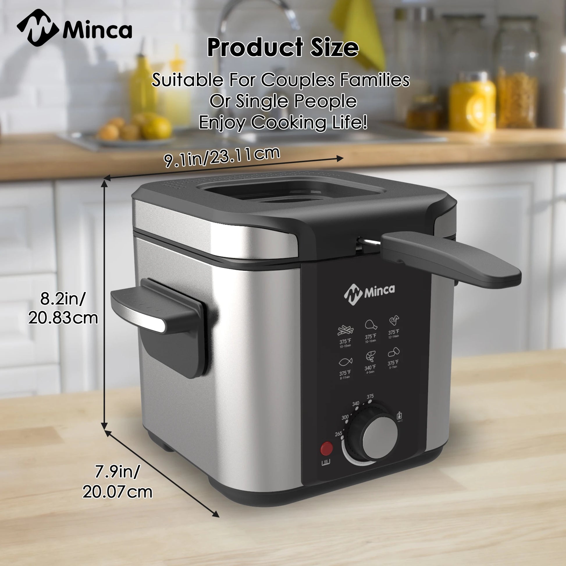 Minca 1.5L Electric Deep Fryer with Viewing Window, Adjustable Temp, Removable Basket, Stainless Steel Body & Cool-Touch Handle - AMULET RING STORE