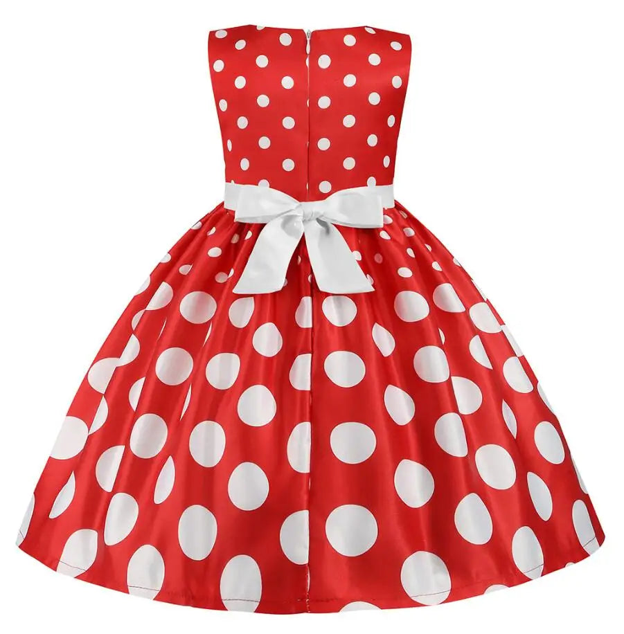 Summer Girls Rose Print Dress Princess Wedding Birthday Party Frocks Satin Children Vestidos Dresses For Girl Christmas Clothing