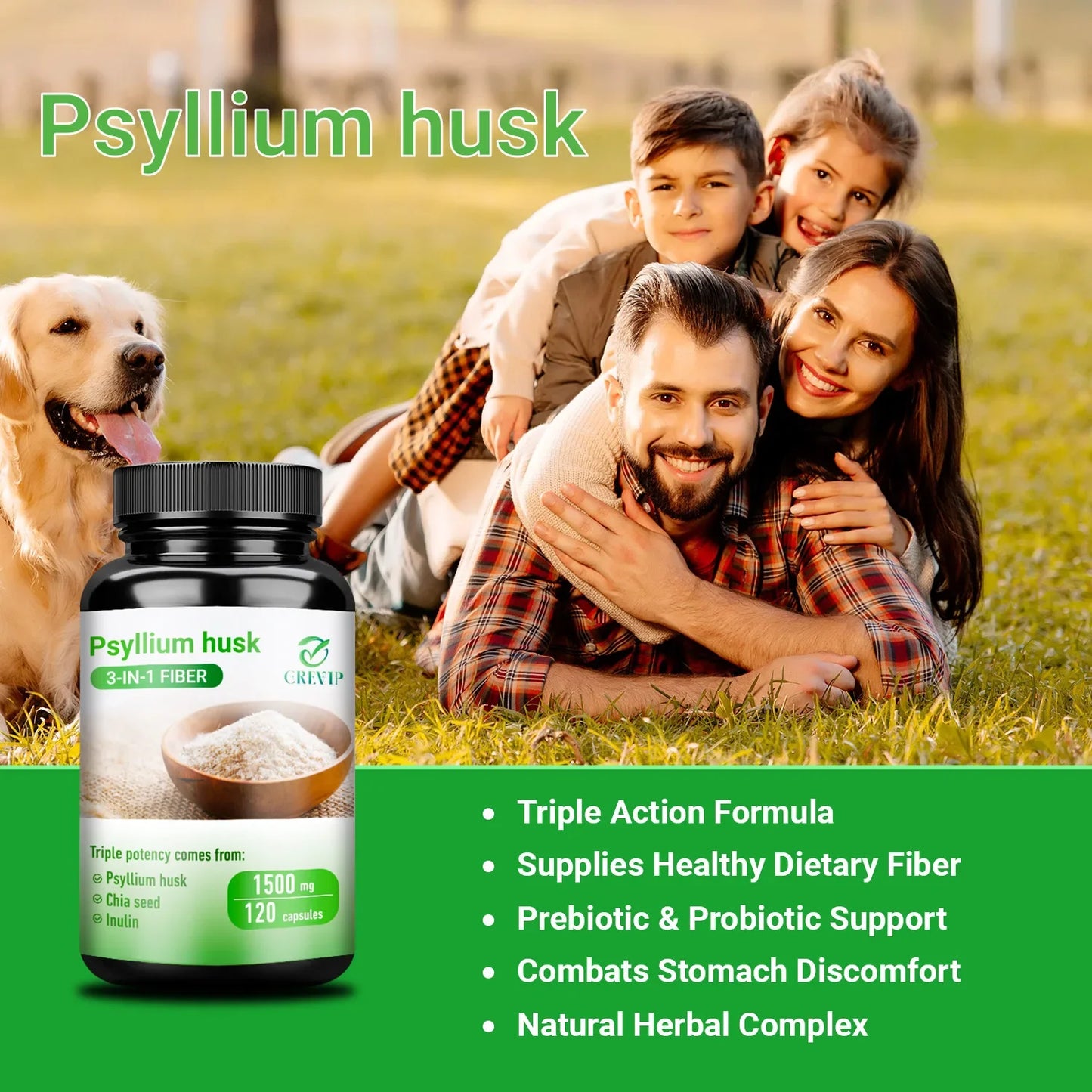 Psyllium Husk - Gut and Colon Cleanse Detox, Improve Metabolism, Relieves Gas, Bloating and Constipation - AMULET RING STORE