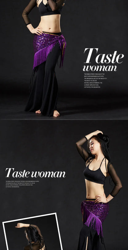 Wholesale Cheap Sexy Women Girls Sequin Triangle Shawl Hip Shawl Belly Dance Belts - AMULET RING STORE