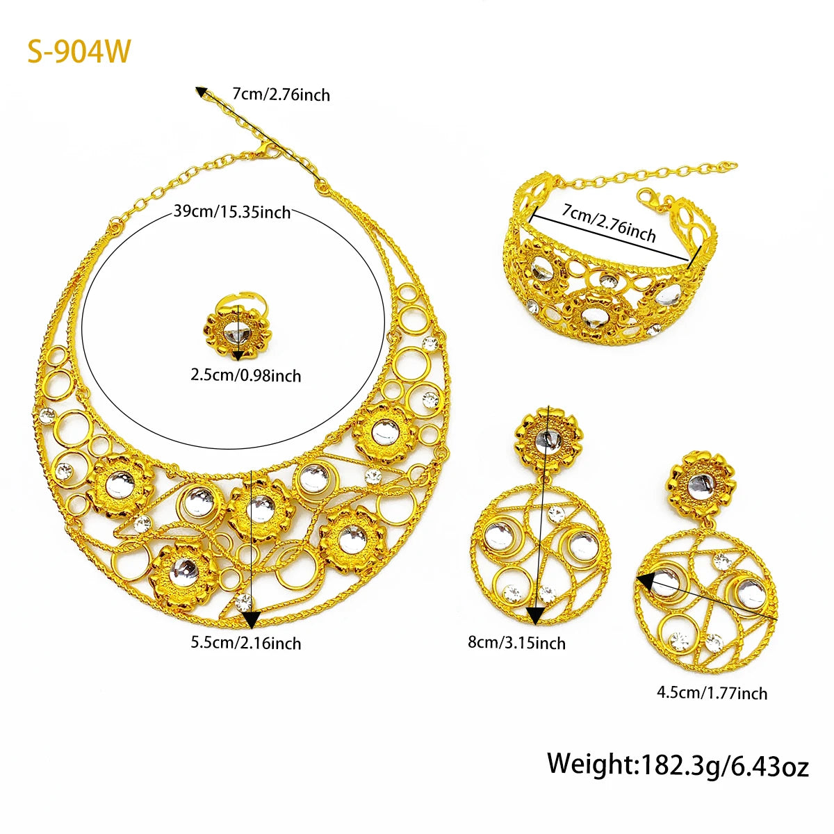 Ethiopian 24k Gold Plated Big Pendant Necklaces Set For Women