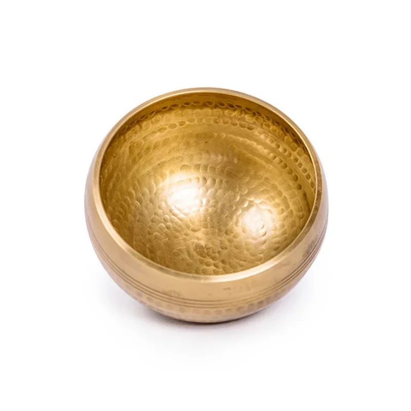 Tibetan Handmade Brass Singing Bowl, Yoga Meditation Bowl for Sound Healing Stress Relief, Buddha Mindfulness Bowl Instrument - AMULET RING STORE