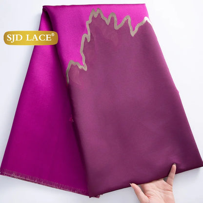 SJD LACE African Brocade Jacquard Lace Fabrics 2025 High Quality 5Yards French Gilded Lace For Sewing Women Party Dresses 3464