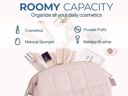 BAGSMART Makeup Bag Puffy Padded Make Up Bags for Women Makeup Organizer Case Wide-open Pouch Toiletry Bag Travel Essentials - AMULET RING STORE
