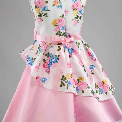 2025 New Girls' Dress - Sleeveless Bow Peplum Dress - Lace Princess Dress - National Day Party Children's Dress