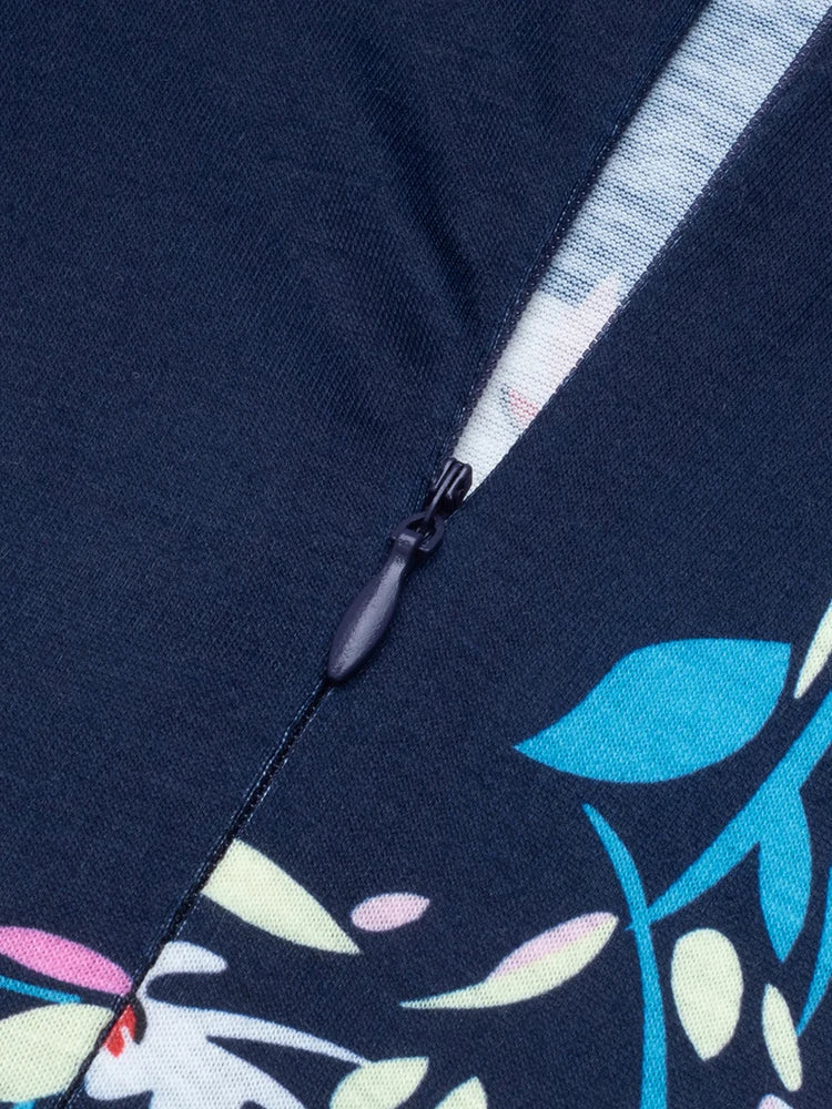 Nice-forever Vintage Elegant Floral Print Pleated Round neck vestidos A-Line Pinup Business Party Women Flare Swing Dress A102