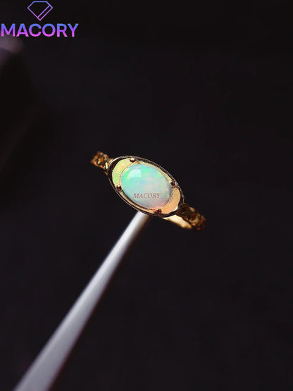 Natural Moonstone S925 Sterling Silver Ladies Ring 5*7mm Exquisite Fashion Jewelry with Certificate Holiday High-end Gifts