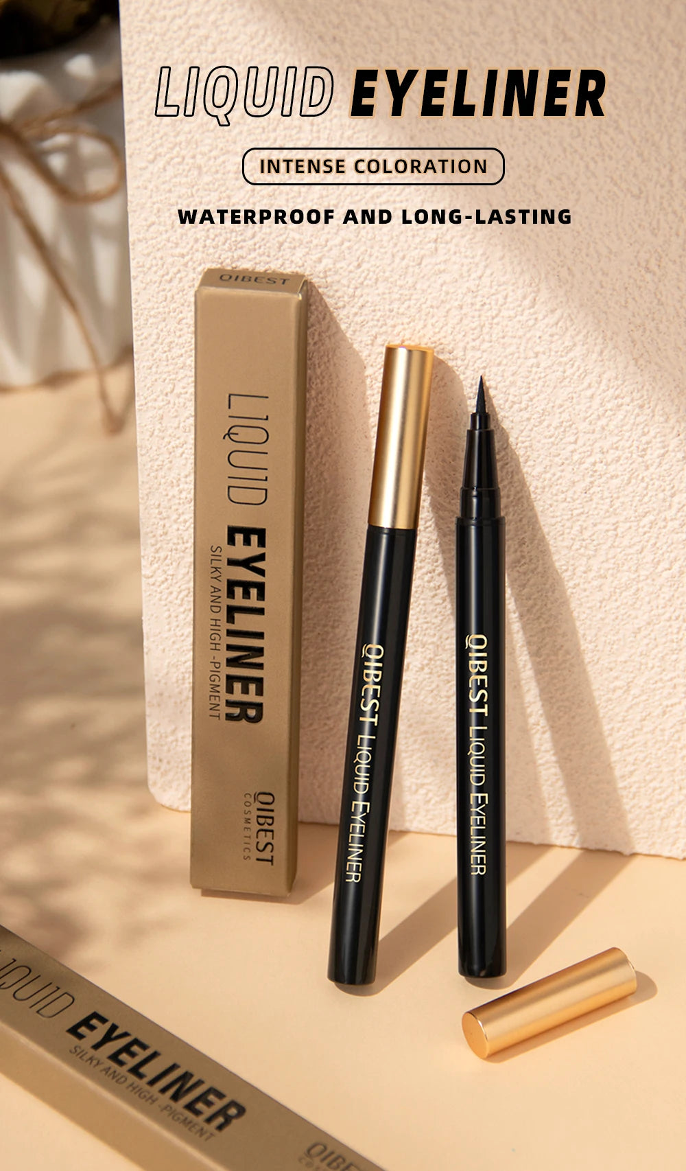 QIBEST Waterproof Black Eyeliner Matte Long Lasting Liquid Eyeline Makeup High Pigment No Smudge Eyeliner Pen Cosmetic Tools - AMULET RING STORE