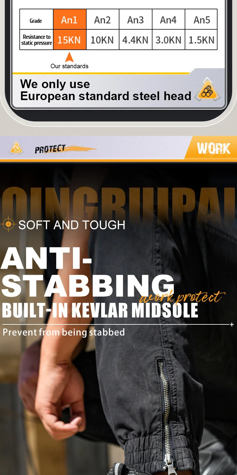 Men's high top lace-free comfortable soft sole anti-smash and puncture resistant work shoes - AMULET RING STORE