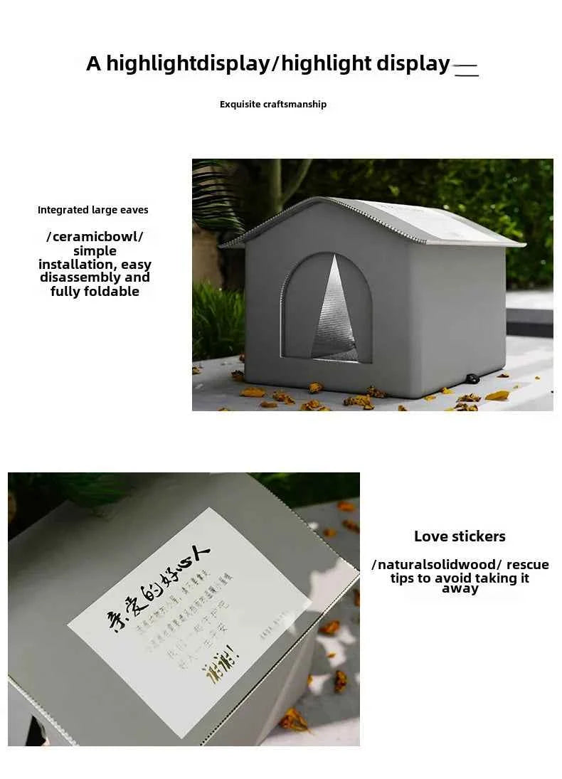 Stray Cat dog House Waterproof Outdoor Winter Warm Pet Cave Sleeping Beds Home Foldable Washable for Small Dog Puppy Supplies