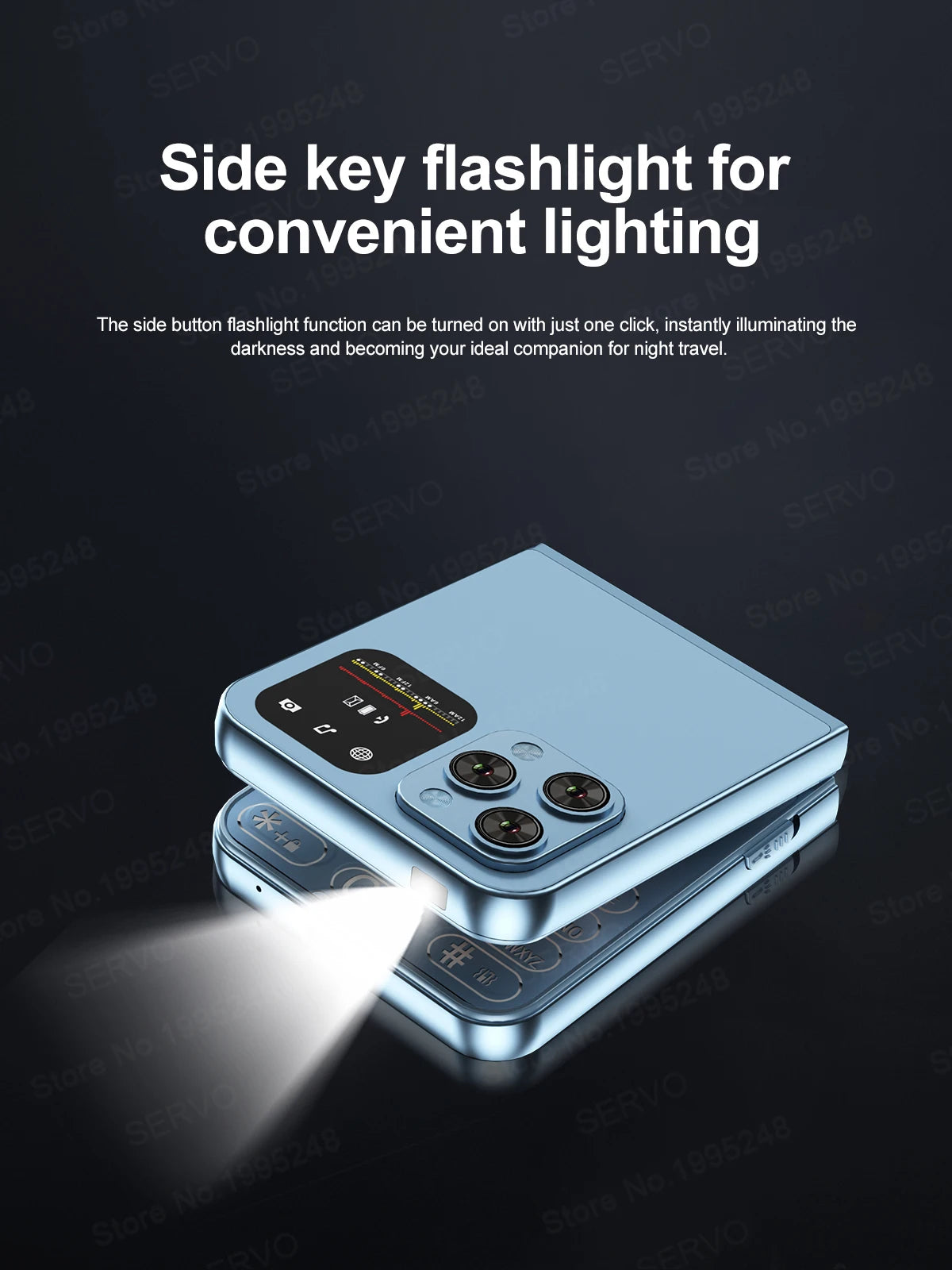 SERVO A70 Pro 3G Network Foldable Phone Speed Dial Call Recording FM Radio Flashlight Key 2.6" Screen Flip Phones 2 SIM Standby