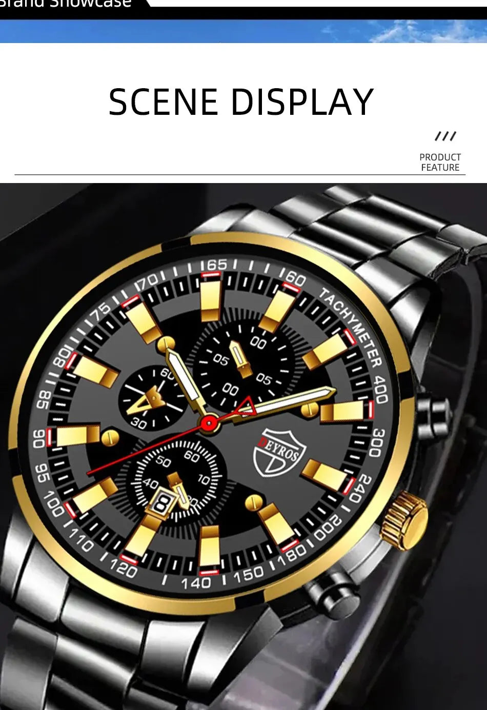 Luxury Men's Casual Fashion Business Gold Needle Digital Steel Band Quartz Watch Calendar Designed For Successful Men Classic - AMULET RING STORE