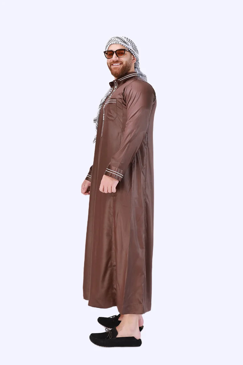 Men's New Long-sleeved Arab Robes Abaya Men's Robes in The Middle East Popular Muslim Men's Fashion Ethnic Long Clothing