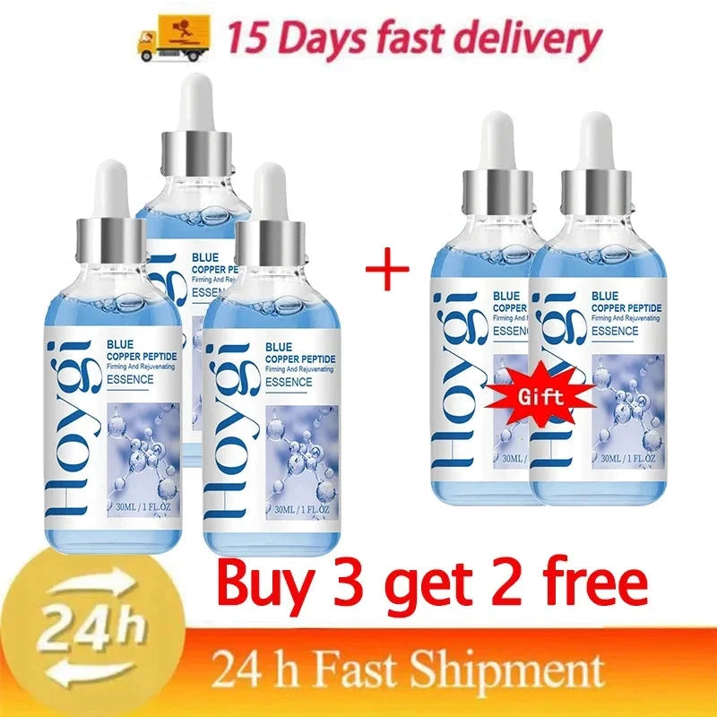 Hoygi Blue Copper Peptide Serum Anti Wrinkles Aging Rejuvenating Facial Lifting Moisturizing Brighten Skin Tone Skin Cosmetics - AMULET RING STORE