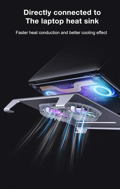 2 High - Speed Fan Aluminum Laptop Cooler with Pad, Adjustable Stand, for 10 - 15" Laptops - AMULET RING STORE
