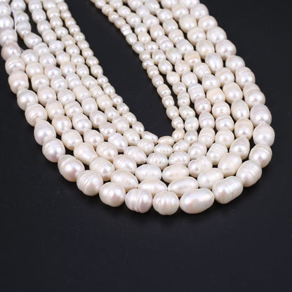 Natural Freshwater Pearl Beads Rice Round Shape Isolation Loose Beaded for Jewelry Making DIY Bracelet Necklace Accessories Gift - AMULET RING STORE