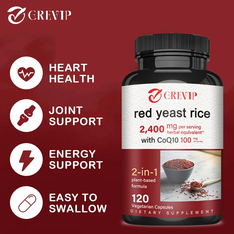 Red Yeast Rice Capsules - Benefits Cardiovascular Blood Circulation, Heart Health and Energy Production - AMULET RING STORE