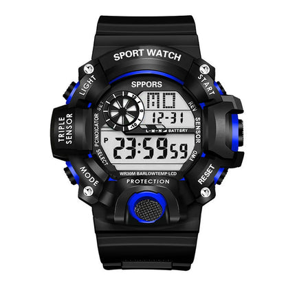 Fashion Men's Watch Sports Electronic Wristwatch Large dial Multifunctional Waterproof Luminous Alarm Kids Male's Military Watch - AMULET RING STORE