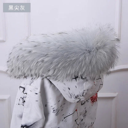 Raccoon Fur Collar 100% Real Fur Fashion Scarves For Ladies Neck Warmer Women Winter Natural Fur Scarf Decor White Fur Scarf