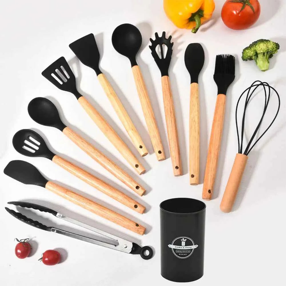 12Pcs Kitchen Utensil Set Silicone Spatula Set Spatula Spoon Brush Whisk Cooking Tools Kit Non-Stick Spatula Set for Kitchen