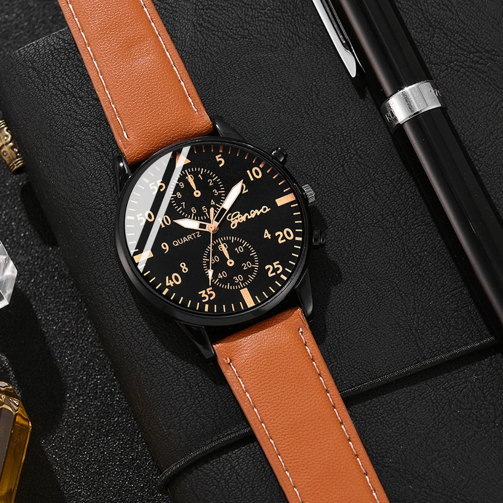 New Hip Hop Mens Fashion Watches Luxury Male Clock Wristwatch Sport MensWrist Watch Bracelet Set Relogio Masculino - AMULET RING STORE