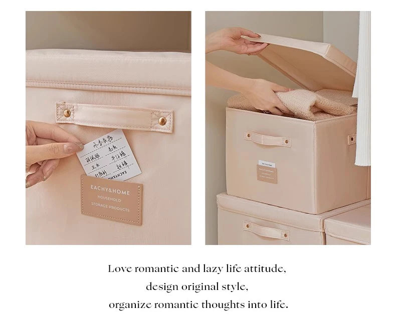 Fabric Foldable Storage Box With Lid Organizer For Clothes Large Capacity Quilt Blanket Toy Storage Closet Wardrobe Organizer - AMULET RING STORE