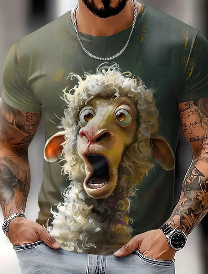 Men's Animal Funny T Shirt Short Sleeve T shirt 3D Print O-Neck Shirt Exaggerated Designer Party Summer Casual Clothing Apparel - AMULET RING STORE