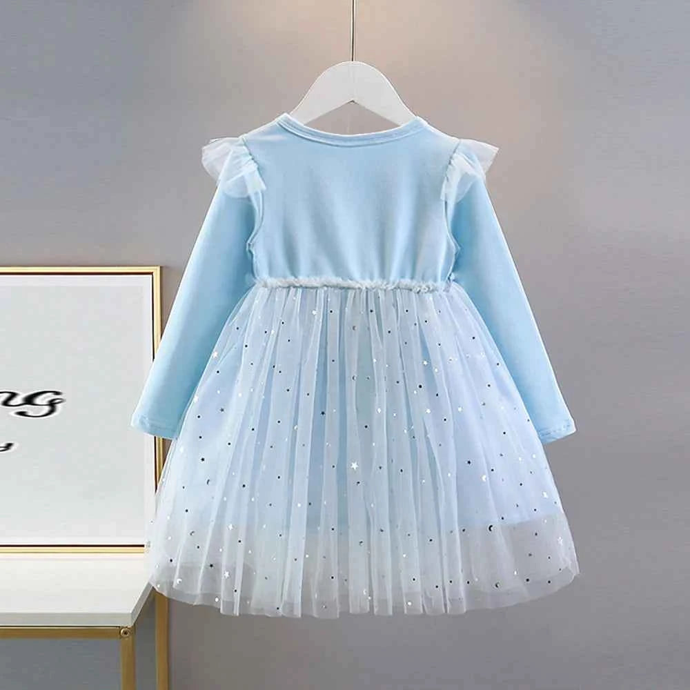 Girls Dress 2025 New Kids Clothes Autumn Long sleeves Disney Children Stitch Princess Dresses Baby Girl Cute Birthday Party 2-8Y