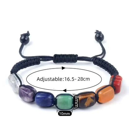 Colorful Natural Stone Square Bracelet Adjustable Handmade Woven Jewelry Ethnic Colorful Crystal Ins Woven Good Lucky Hand Rope