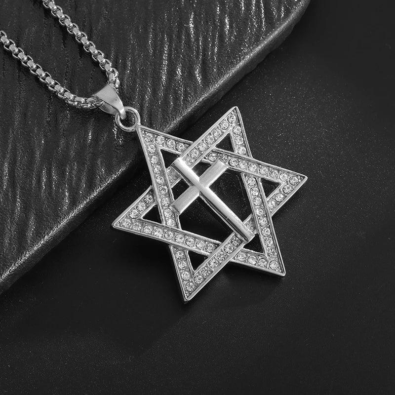 Judaism Stainless Steel Star of David Devil Eye Angel Seal Pendant