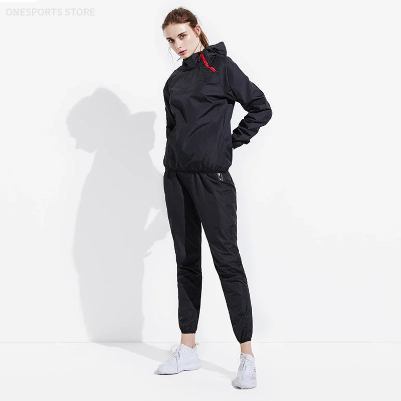 Sauna Suit Women Gym Clothing Set Men Pullover Hoodies Tops Running Fitness Exercise Sportswear Weight Loss Sweating Sports Suit