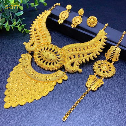 ANIID African Luxury Big Jewelry Set For Women Dubai 24K Gold Color Long Necklace Sets Wedding Party Gifts Wholesale