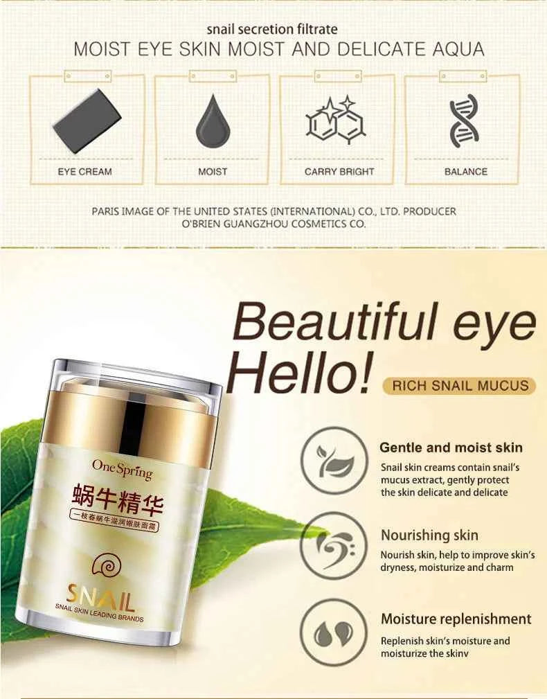Snail Face Cream + Retinol Eye Massage Roller Serum 2pcs Moisturizing Eye Bag Face Cream Korean Skin Care Products