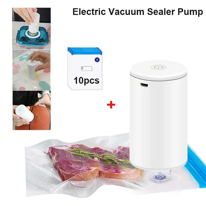 Cordless Electric Vacuum Bag Sealer Pump, Portable USB Charge Vacuum Compression Machine for Food Clothes Storage Bags - AMULET RING STORE