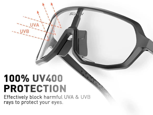 SCVCN Photochromic Cycling Glasses Men Women Clear Sports Sunglasses UV400 Protection for Cycling Running Baseball mtb