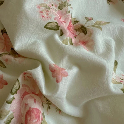 Washed Cotton Duvet Cover Sets Single/Queen/king Flower Printed Bedding Set Princess Style e housse de couette 220x240 with Lace - AMULET RING STORE