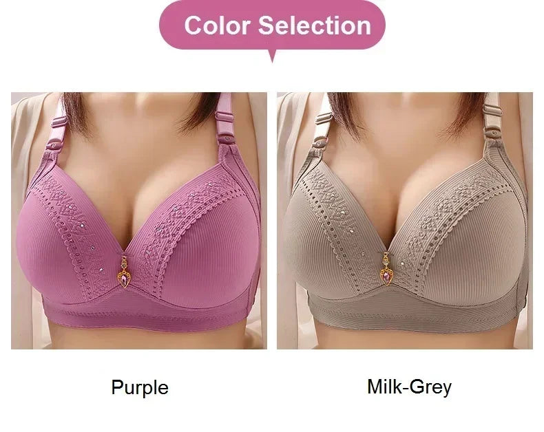 Gathered Side Collection Lifting Underwear Breasts Brassiere Large Size Bra Full Cup Underwear Brassiere No Steel Ring Bra - AMULET RING STORE