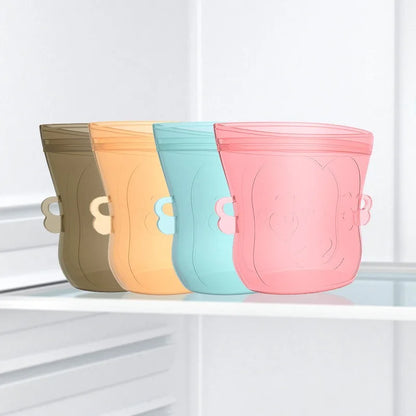 Cartoon Silicone Fresh-keeping Storage Bag,Reusable Food Grade Snack Bags for Children,Zipper Bag,Eco-Friendly,Leakproof - AMULET RING STORE