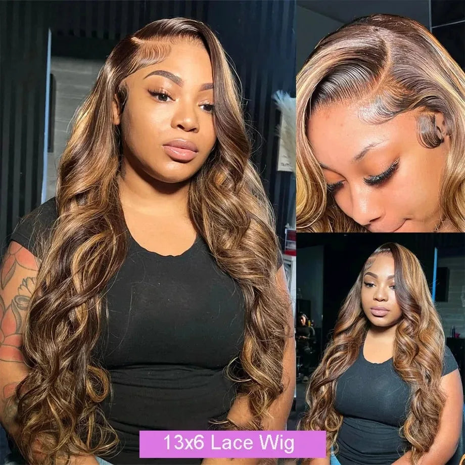 Body Wave Lace Front Wig Colored Highlight Wig Human Hair For Women 13x6 Hd Lace Frontal Wig 30 Inch 13x4 Ombre Brazilian Wigs