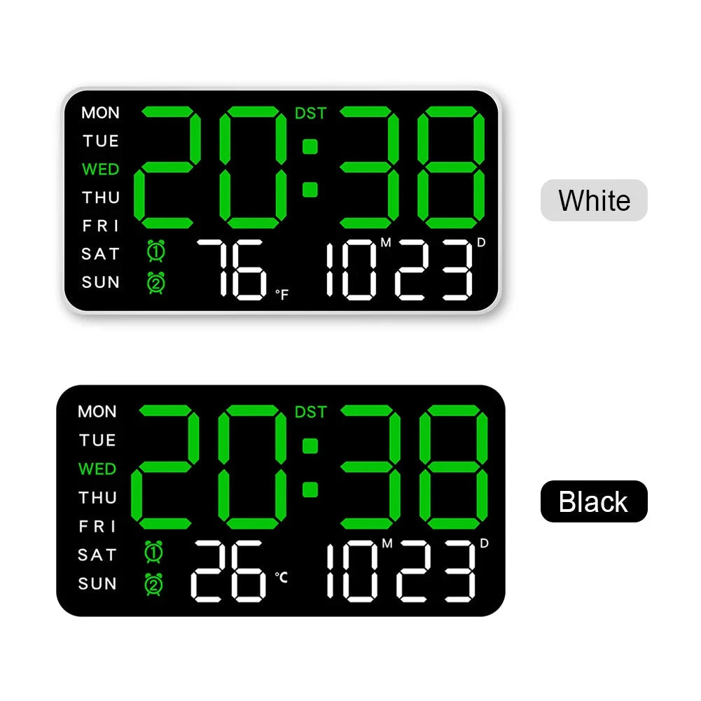 Car LED Digital Alarm Clock Hanging/Standing Electronic Clock Temperature/Date Display Boarderless Wall-mounted Clock USB